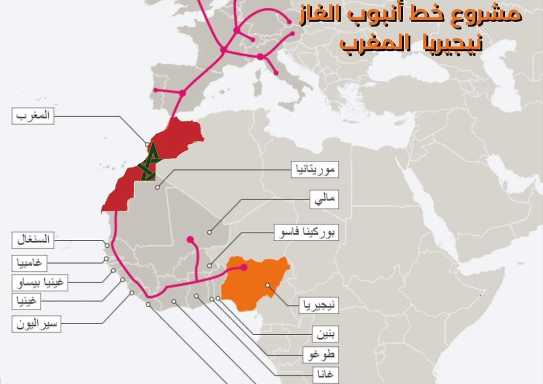 خريطة- أنبوب-الغاز- المغربي-النيجيري